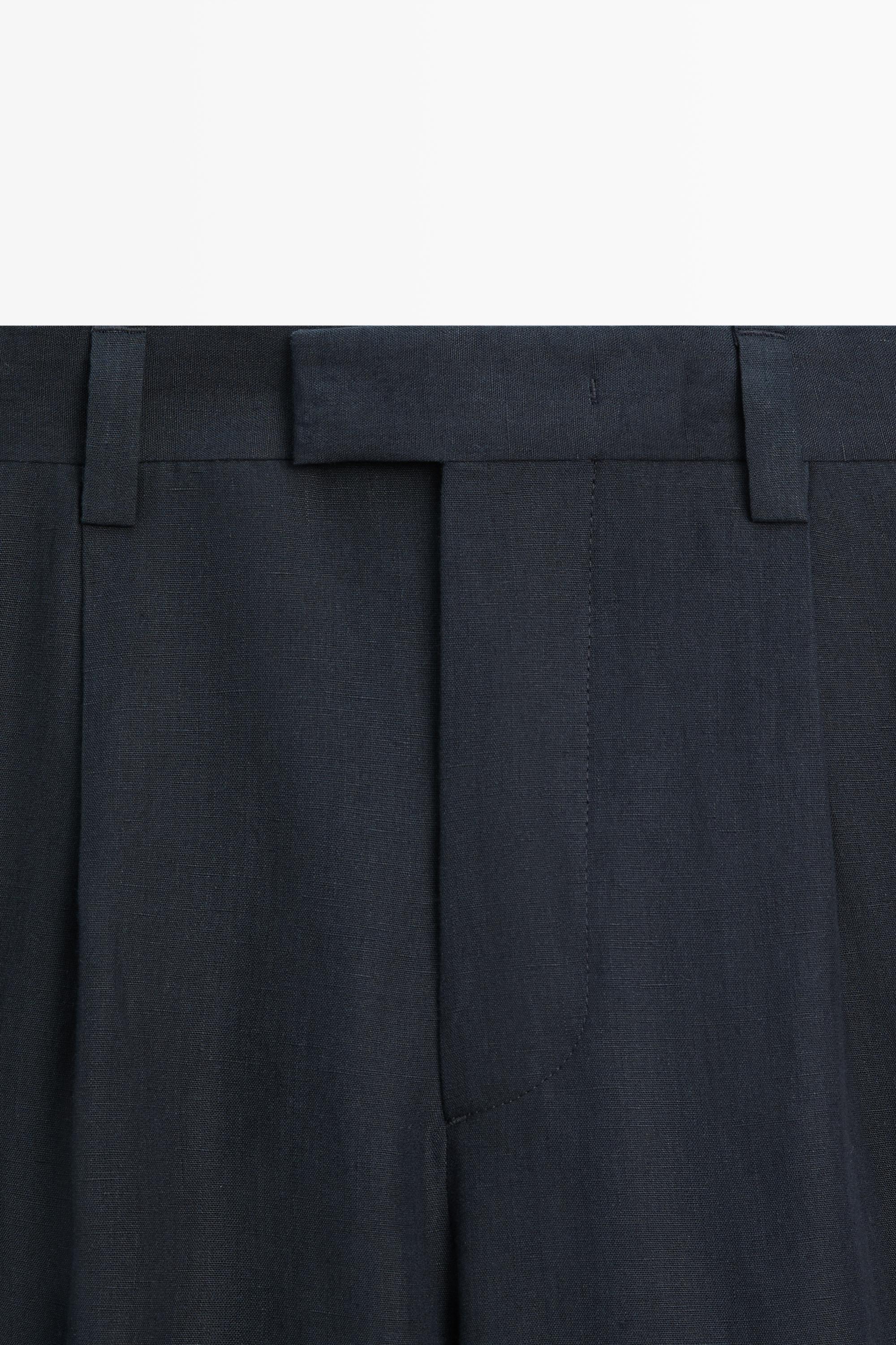 Darted 100% linen trousers